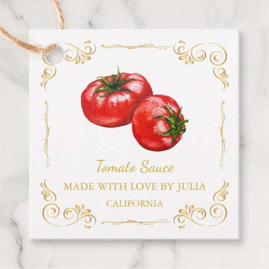  zelfgemaakte tomatensaus Square Hang Label (Voorkant)