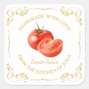  zelfgemaakte tomatensaus vierkant label