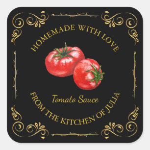  zelfgemaakte tomatensaus vierkant label