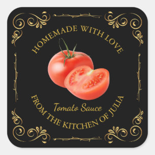  zelfgemaakte tomatensaus vierkant label