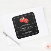 Zelfgemaakte tomatensaus vierkant label zwart (Envelop)