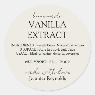 Zelfgemaakte Vanille-extract ivoor beige Instructi Ronde Sticker