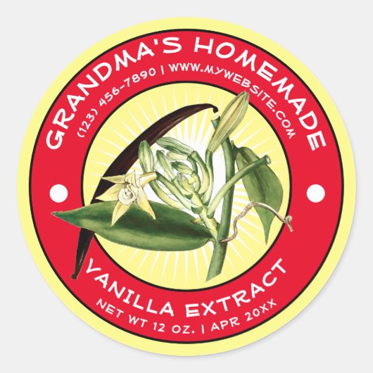 Zelfgemaakte Vanille Extract Label Sjabloon (Voorkant)