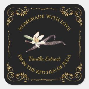 Zelfgemaakte Vanille Extract Vierkant Label