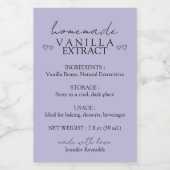 Zelfgemaakte vanille-extractinstructie lila voedselcontainer etiket (Enkel label)