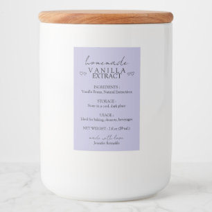 Zelfgemaakte vanille-extractinstructie lila voedselcontainer etiket