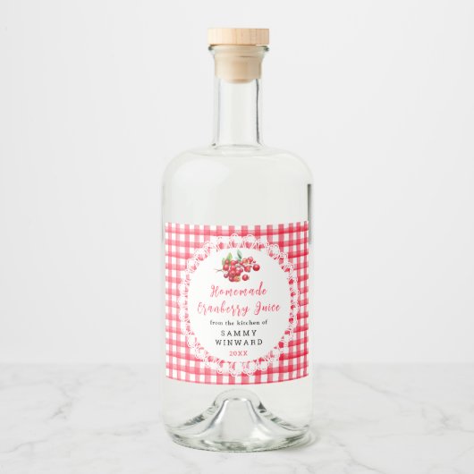 Zelfgemaakte veenbessensap Drink Likeurfles Etiket (Voorkant)