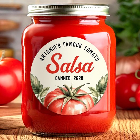 Zelfgemaakte Vintage Tomatensalsa inmaak Ronde Sticker