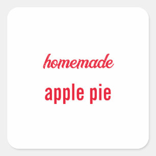 Zelfgemaakte Voedsel Cadeau Feest Favoriet Appelta Vierkante Sticker