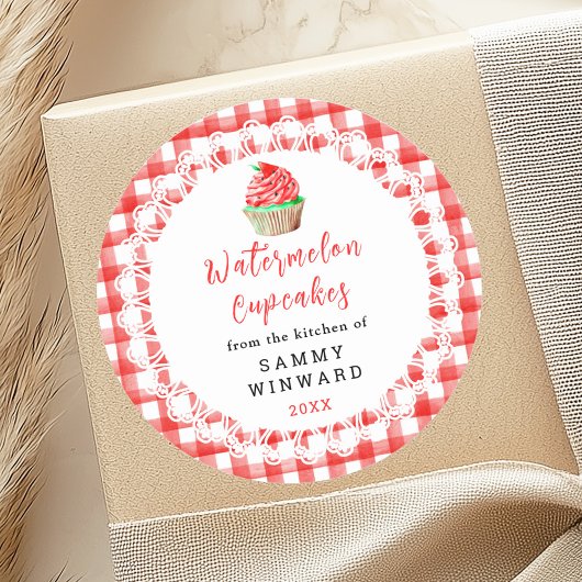 Zelfgemaakte Watermeloen Cupcakes Eten Label
