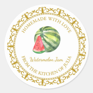 Zelfgemaakte Watermeloen Jam Label l Wit