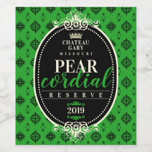 Zelfgemaakte wijn damast sierlijke trouwpersonalis etiket