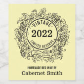 Zelfgemaakte wijn Gepersonaliseerde  Grapevine Wijn Etiket (Enkel label)