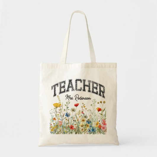 Zelfgemaakte Wilde Bloemen Leraren Tas, Cadeau voo Tote Bag (Voorkant)