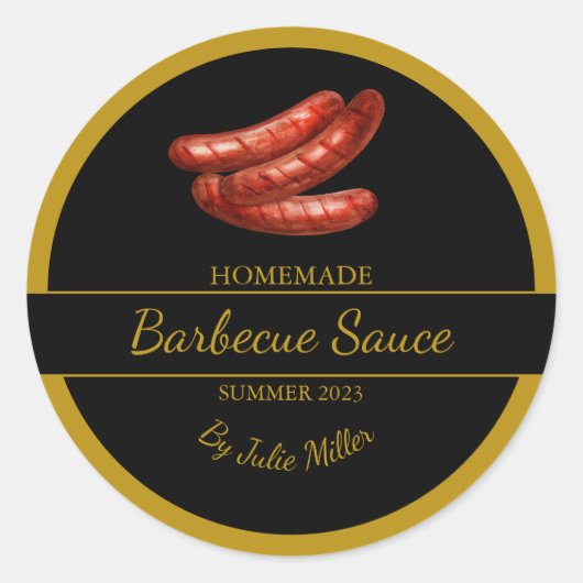 Zelfgemaakte worst Barbecuesaus BBQ Label (Voorkant)