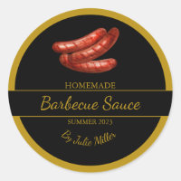 Zelfgemaakte worst Barbecuesaus BBQ Label