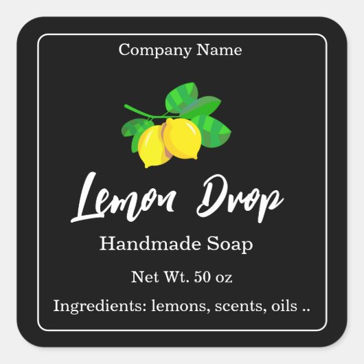 Zelfgemaakte zeep zwart label Sticker (Voorkant)