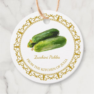 Zelfgemaakte Zucchini Pickle Hang Label