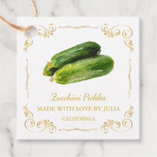 Zelfgemaakte Zucchini Pickle Square Hang Label