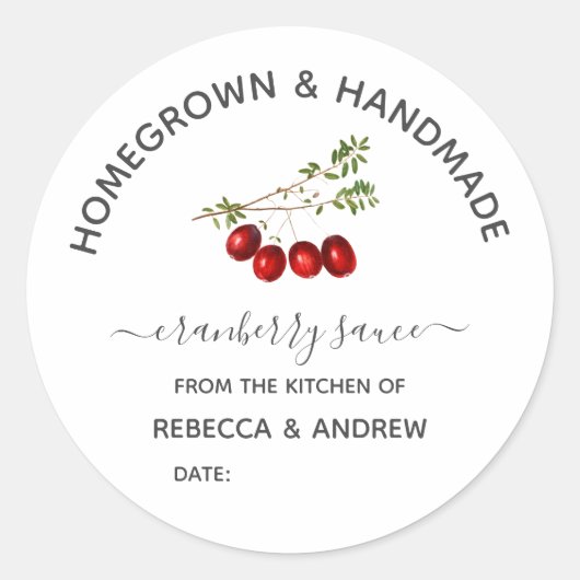 Zelfgeteelde & Handgemaakte Cranberrysaus Ronde Sticker (Voorkant)