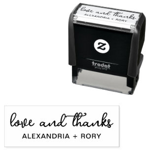 Zelfinkend stempel voor het script Love and Bedank