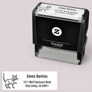 Zelfinkende retouradresstempel met schattige kat zelfinktende stempel