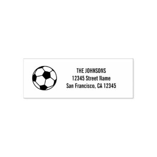 Zelfinkende retouradresstempels met voetbal logo zelfinktende stempel
