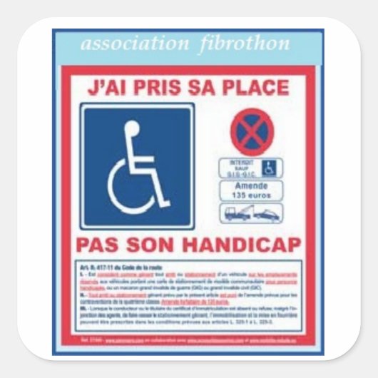 Zelfklevende parkeersticker2 vierkante sticker (Voorkant)