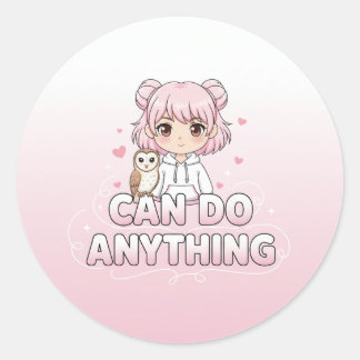 Zelfklevende plaatjes van schattige meisjes ronde sticker