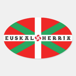 Zelfklever Drapeau Basque "ikkurina" Ovale Sticker