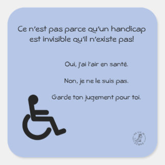 Zelfklever met onzichtbare handicap vierkante sticker