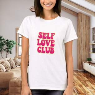 Zelfliefde Club roze geel citaat humor T-shirt