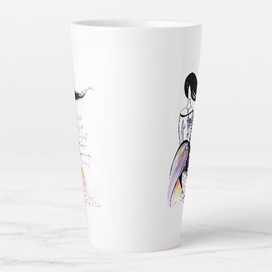 Zelfliefde inspirerend geïllustreerde dame citaat latte mok (Voorkant)