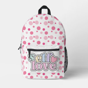 Zelfliefde roze polka stippen bedrukte rugzak
