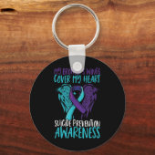Zelfmoord bewustzijn vleugels & amp; lint zelfmoor sleutelhanger (Voorkant)