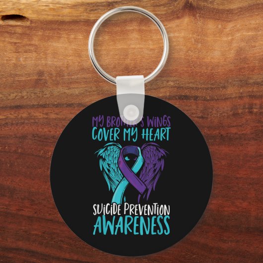 Zelfmoord bewustzijn vleugels & amp; lint zelfmoor sleutelhanger (Voorkant)