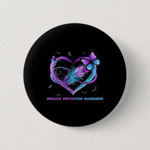 Zelfmoord bewustzijn vleugels engel lint, zelfmoor ronde button 5,7 cm