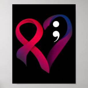 Zelfmoord Preventie Hartslag Semicolon Mental Heal Poster