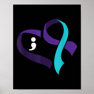 Zelfmoord Preventie Hartslag Semicolon Mental Heal Poster