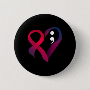 Zelfmoord Preventie Hartslag Semicolon Mental Heal Ronde Button 5,7 Cm