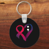 Zelfmoord Preventie Hartslag Semicolon Mental Heal Sleutelhanger (Voorkant)