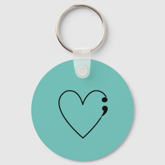 Zelfmoord Semicolon Heart Keychain (Voorkant)