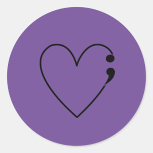 Zelfmoord Semicolon Heart Stickers