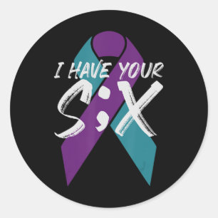 Zelfmoord Semicolon Six Gift Ronde Sticker