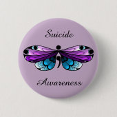 Zelfmoordbewust Butterfly Semicolon Pin Ronde Button 5,7 Cm (Voorkant)