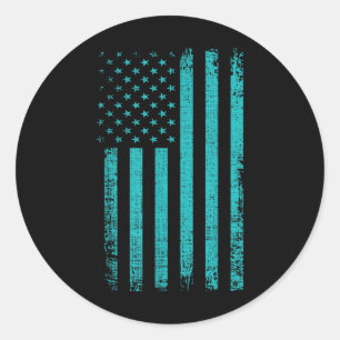 Zelfmoordbewustzijn Amerikaanse vlag Blauwgroen Pa Ronde Sticker