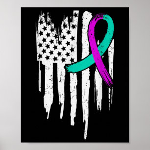 Zelfmoordbewustzijn Amerikaanse vlag Geestelijke g Poster