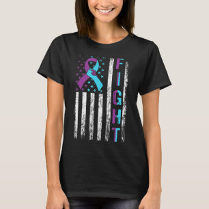 Zelfmoordbewustzijn Amerikaanse vlag Paars Blauwgr T-shirt