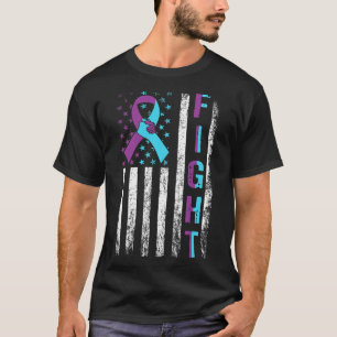 Zelfmoordbewustzijn Amerikaanse vlag Paars Blauwgr T-shirt