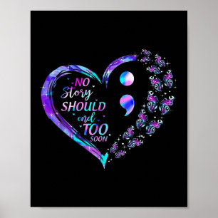 Zelfmoordbewustzijn Butterflies Heart Semicolon Sh Poster